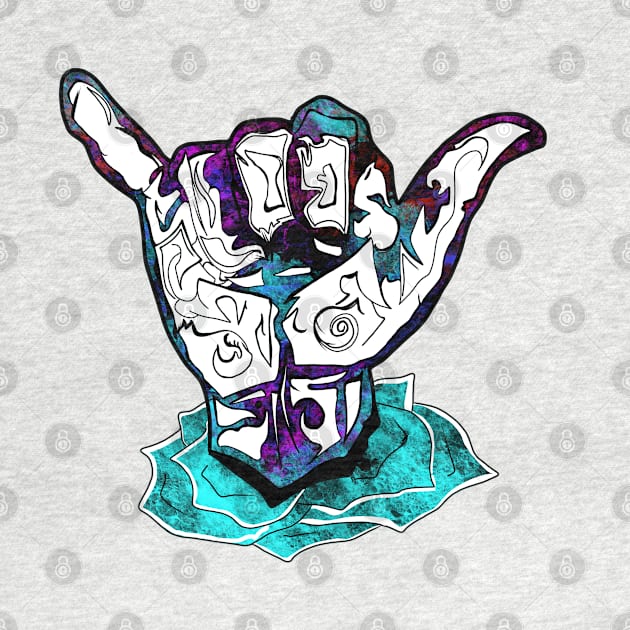 Hang Loose - hand signal and rose design by v_art9